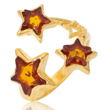 Amber Starlight Ring with a Gleam of 18ct Gold
