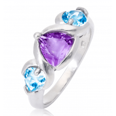 Amethyst & Aqua Trilogy Ring
