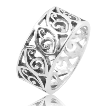 Arts & Crafts Inspired Full Silver Band
