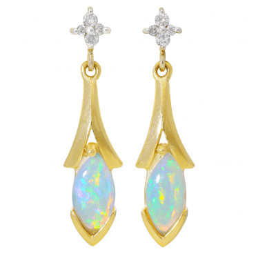 Australian Opals in Gold & Diamond Earrings