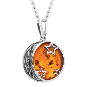 Baltic Amber Moon & Stars Pendant