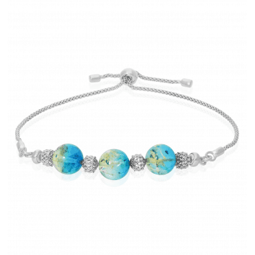 Baltic Blue Amber Lariat Bracelet