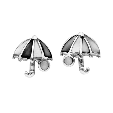 Be Rainy Day Happy in Onyx & Pearl Inlaid Silver Earrings