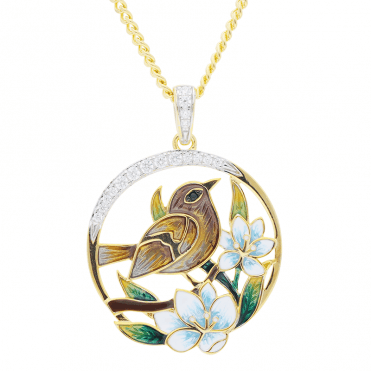 Bird & Blossom Gilded Pendant