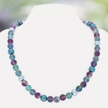 Black Pearls and Iridescent Fluorite Necklace