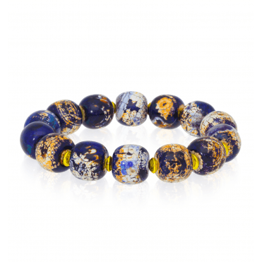 Blue Agate Barrel Bead Bracelet