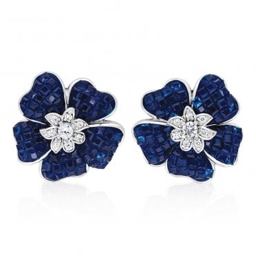 Blue Flower Pavé Earrings