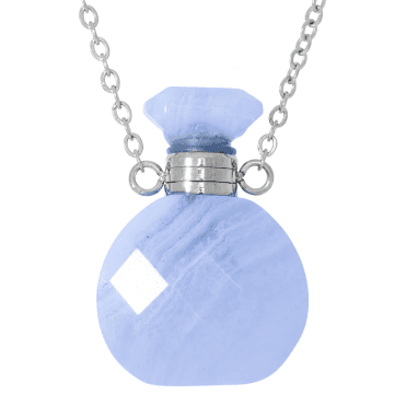 Blue Lace Agate Perfume Bottle Necklace