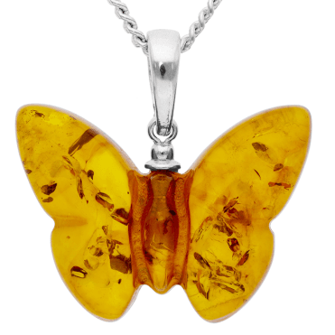 Butterfly Pendant in Polished 3D Amber