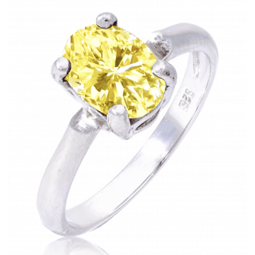 Canary Yellow ‘Diamond’ Sterling Silver Ring