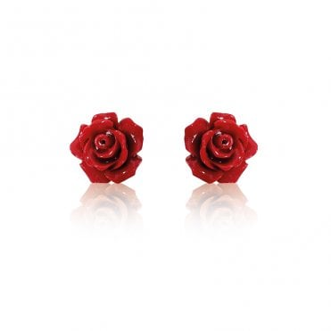 Carved Rose Stud Earring