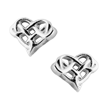 Celtic Heart Earrings in Woven Silver