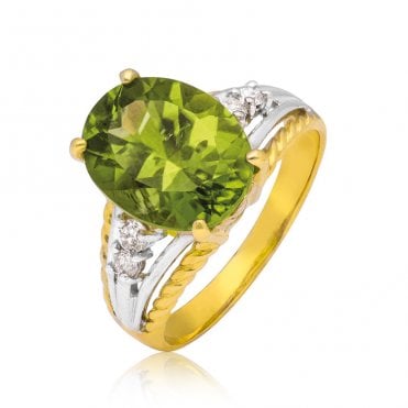 Chartreuse 5ct Peridot and Diamond Ring