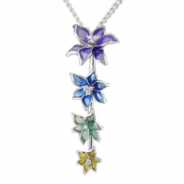 Chelsea Pendant of Hand-Enamelled Flowers