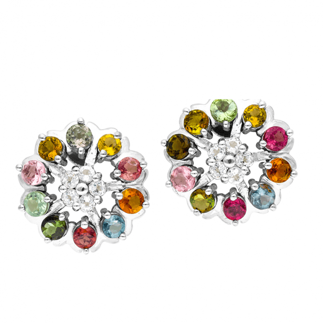 Circle Garden Post Earrings with 2cts of Tourmaline