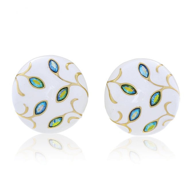 Cloisonné style Botanical Button Earrings