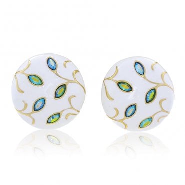 Cloisonné style Botanical Button Earrings