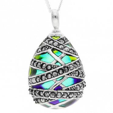 Cocoon Silver Pendant with Hand-Enamelling