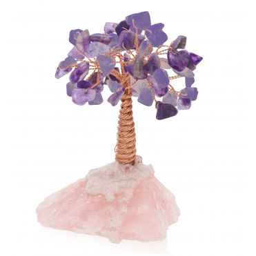 Collectible Rose Quartz & Amethyst Tree