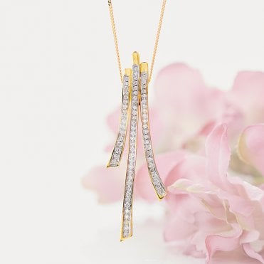 ¾ct Diamond Deco Pendant in 9ct Gold