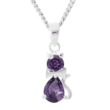 Cubic Zirconia Cat Pendant