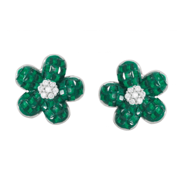 Cubic Zirconia Flower Earrings