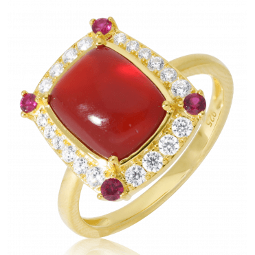 Cushion Red Agate Ring