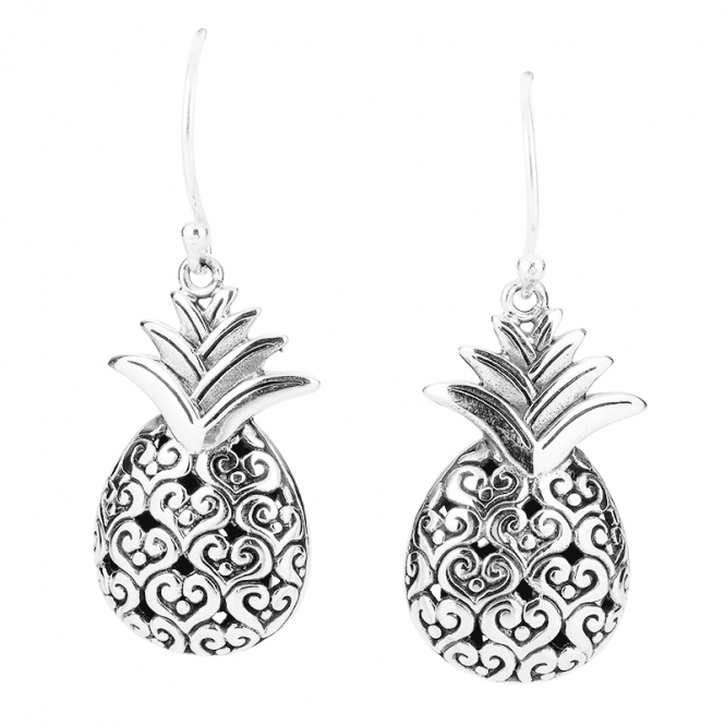 Dancing Pineapple Earrings in Solid Silver