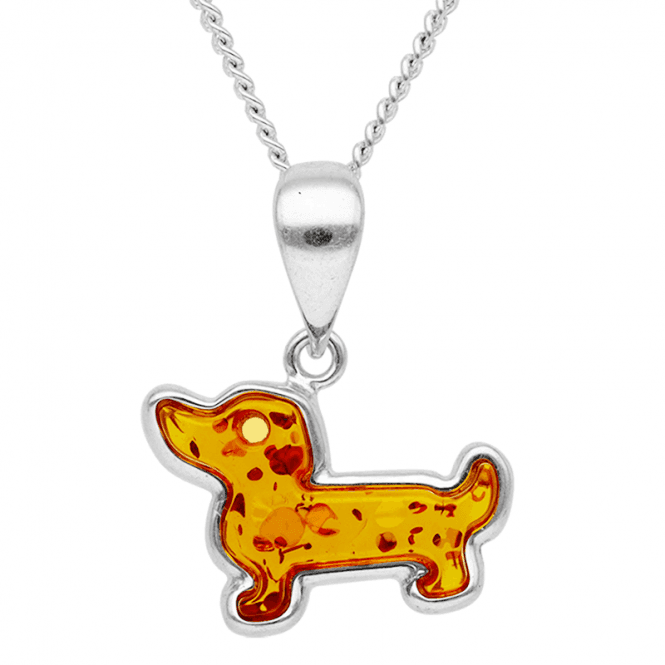Darling Dog Pendant in Amber & Silver