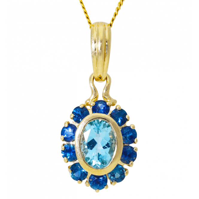 Dazzling Aquamarine Pendant with Sapphire Finesse
