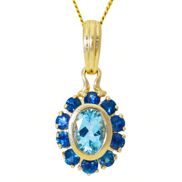 Dazzling Aquamarine Pendant with Sapphire Finesse
