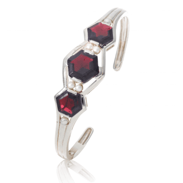 Deco Bangle with Garnet Hexagons