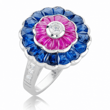 Diamond, Sapphire & Ruby Flower Masterpiece