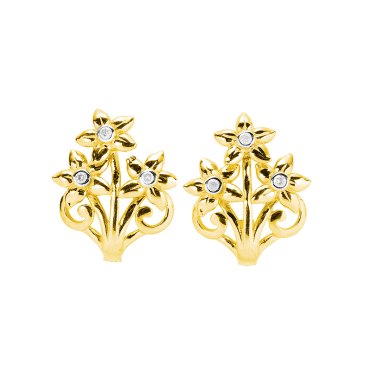 Diamond Studded Flower Post Earrings