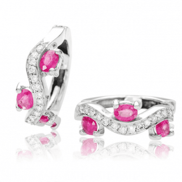 Diamonds and Ruby Embrace Earrings