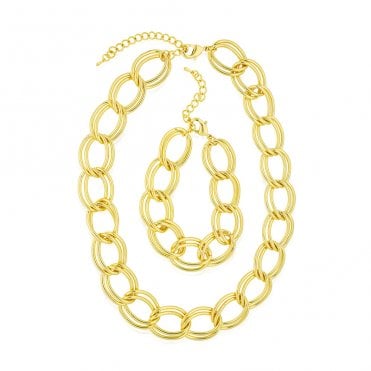 Double Loop Chain Bracelet and Necklace Set