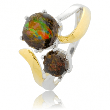 Easy-fitting Open Ring with 1.8cts of Ammolite