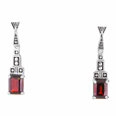 Egyptian Inspired Earrings with Fiery Garnet