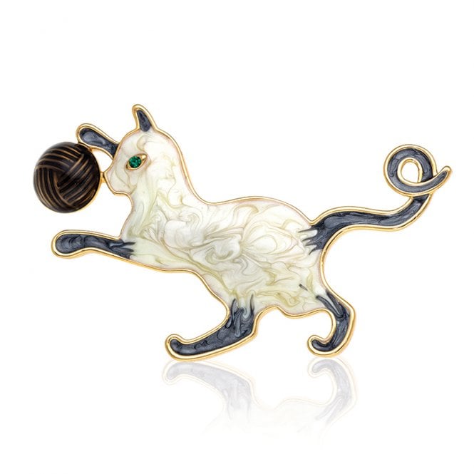 Enamel Siamese Cat Brooch
