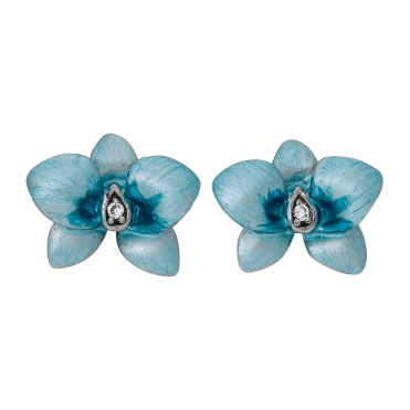 Enamelled Cornflower Earrings