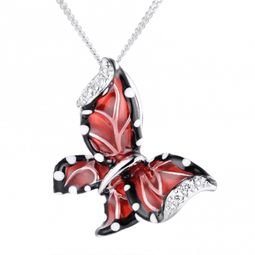 Enamelled Silver Butterfly Pendant