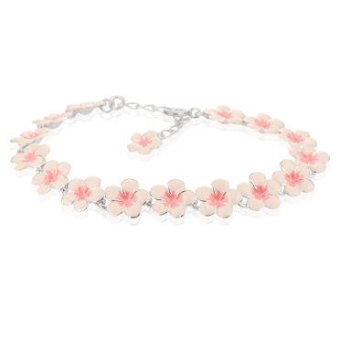 Enamelled Silver Flower Bracelet
