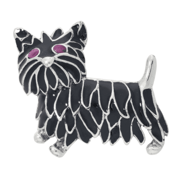 Enamelled Sterling Silver Scottie Brooch