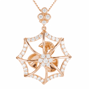 Enchanted Spinner Web Pendant Nuanced with Rose Gold