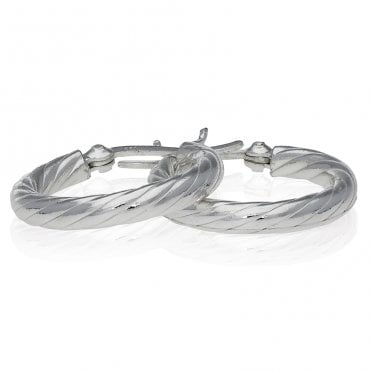 Etched Silver Hoops