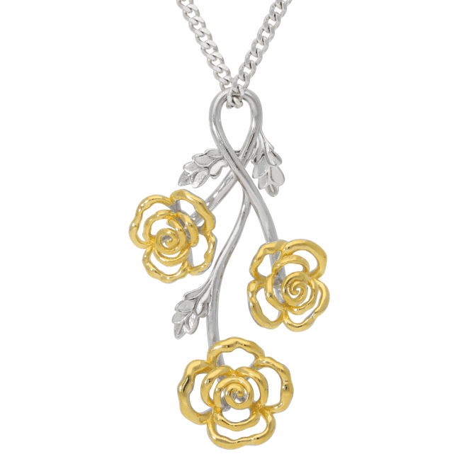 Everlasting Rose Pendant in Silver with 18ct Gold Plate