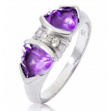 Exceptional Quality 21/4ct Amethyst & Diamond Ring