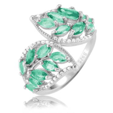 Exciting New Leaf Ring Lit by 1ct of Emeralds Only £67.50