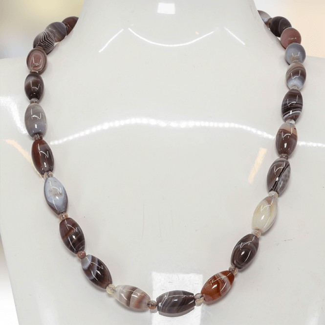 Extra Long Necklace of Botswana Agate Beads
