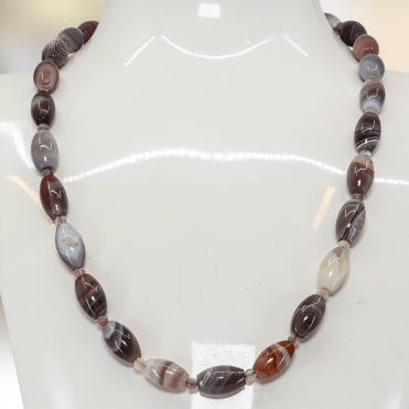Extra Long Necklace of Botswana Agate Beads